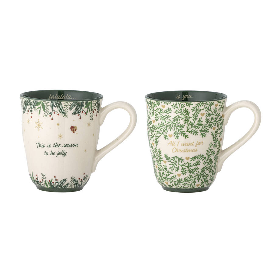 Objets de Bibi - Bloomingville Set due pz mug verdi con scritte di canti natalizi